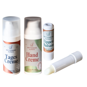 Alpaka Tagescreme, Handcreme und Lippenbalsam